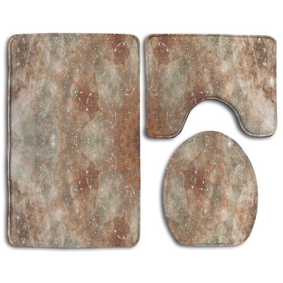 PUDMAD Flower 3 Piece Bathroom Rugs Set Bath Rug Contour Mat and Toilet Lid Cover