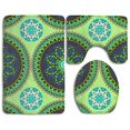 thumbnail image 1 of PUDMAD Flower Art 3 Piece Bathroom Rugs Set Bath Rug Contour Mat and Toilet Lid Cover, 1 of 2