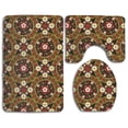 thumbnail image 1 of PUDMAD Flower Boho 3 Piece Bathroom Rugs Set Bath Rug Contour Mat and Toilet Lid Cover, 1 of 2