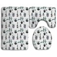 thumbnail image 1 of PUDMAD Flower Bonsai Grey 3 Piece Bathroom Rugs Set Bath Rug Contour Mat and Toilet Lid Cover, 1 of 2