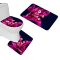 thumbnail image 1 of PUDMAD Flower Bud 3 Piece Bathroom Rugs Set Bath Rug Contour Mat and Toilet Lid Cover, 1 of 2