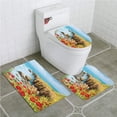 thumbnail image 1 of PUDMAD Flower Coastal Seascape and Poppies on Cliffs High Above Bay Red 3 Piece Bathroom Rugs Set Bath Rug Contour Mat and Toilet Lid Cover, 1 of 2