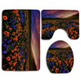 thumbnail image 1 of PUDMAD Flower Field at Dusk 3 Piece Bathroom Rugs Set Bath Rug Contour Mat and Toilet Lid Cover, 1 of 2