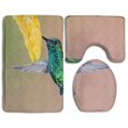 thumbnail image 1 of PUDMAD Flower Green Feather Hummingbird Fly 3 Piece Bathroom Rugs Set Bath Rug Contour Mat and Toilet Lid Cover, 1 of 2