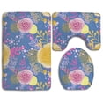 thumbnail image 1 of PUDMAD Flower Hand Drawn 3 Piece Bathroom Rugs Set Bath Rug Contour Mat and Toilet Lid Cover, 1 of 2