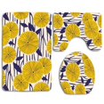 thumbnail image 1 of PUDMAD Flower Sketches 3 Piece Bathroom Rugs Set Bath Rug Contour Mat and Toilet Lid Cover, 1 of 2