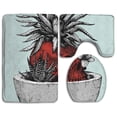 thumbnail image 1 of PUDMAD Flower Skull Pineapple Butterfly 3 Piece Bathroom Rugs Set Bath Rug Contour Mat and Toilet Lid Cover, 1 of 2