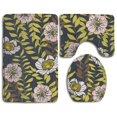 thumbnail image 1 of PUDMAD Flower and Leaves 3 Piece Bathroom Rugs Set Bath Rug Contour Mat and Toilet Lid Cover, 1 of 2