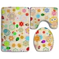 thumbnail image 1 of PUDMAD Flower and Owl 3 Piece Bathroom Rugs Set Bath Rug Contour Mat and Toilet Lid Cover, 1 of 2
