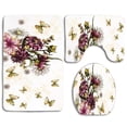 thumbnail image 1 of PUDMAD Flowers Celebrate Butterflies 3 Piece Bathroom Rugs Set Bath Rug Contour Mat and Toilet Lid Cover, 1 of 2