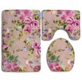thumbnail image 1 of PUDMAD Flowers Floral 3 Piece Bathroom Rugs Set Bath Rug Contour Mat and Toilet Lid Cover, 1 of 2