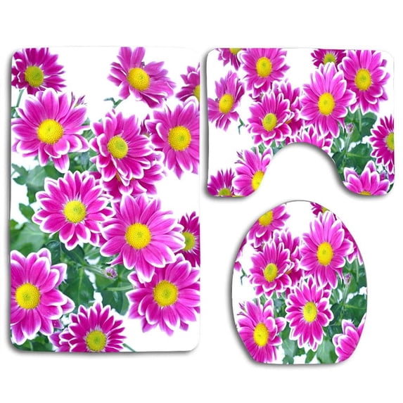 PUDMAD Flowers Flower Plants Nature Macro 3 Piece Bathroom Rugs Set Bath Rug Contour Mat and Toilet Lid Cover