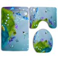 thumbnail image 1 of PUDMAD Flowers Glow at Night 3 Piece Bathroom Rugs Set Bath Rug Contour Mat and Toilet Lid Cover, 1 of 2