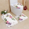 thumbnail image 1 of PUDMAD Flowers Invitation Card 3 Piece Bathroom Rugs Set Bath Rug Contour Mat and Toilet Lid Cover, 1 of 2
