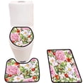 thumbnail image 1 of PUDMAD Flowers Leaves Grass in Ditsy Style for Fashion Paint 3 Piece Bathroom Rugs Set Bath Rug Contour Mat and Toilet Lid Cover, 1 of 2