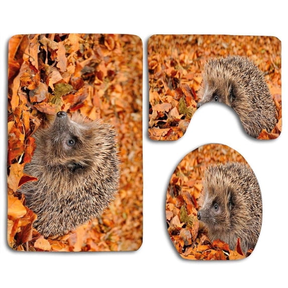 PUDMAD Flowers Mosque 3 Piece Bathroom Rugs Set Bath Rug Contour Mat and Toilet Lid Cover