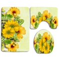 thumbnail image 1 of PUDMAD Flowers Ribbons 3 Piece Bathroom Rugs Set Bath Rug Contour Mat and Toilet Lid Cover, 1 of 2