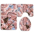 thumbnail image 1 of PUDMAD Flowers Tree Spring Birds 3 Piece Bathroom Rugs Set Bath Rug Contour Mat and Toilet Lid Cover, 1 of 2