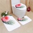 thumbnail image 1 of PUDMAD Flowers Tropical Leaves on Desktop Layout Copy Space 3 Piece Bathroom Rugs Set Bath Rug Contour Mat and Toilet Lid Cover, 1 of 2