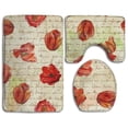 thumbnail image 1 of PUDMAD Flowers in Old Paper 3 Piece Bathroom Rugs Set Bath Rug Contour Mat and Toilet Lid Cover, 1 of 2