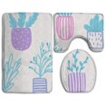 thumbnail image 1 of PUDMAD Flowers in Pots 3 Piece Bathroom Rugs Set Bath Rug Contour Mat and Toilet Lid Cover, 1 of 2