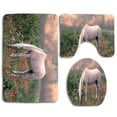 thumbnail image 1 of PUDMAD Flowers on Hill 3 Piece Bathroom Rugs Set Bath Rug Contour Mat and Toilet Lid Cover, 1 of 2