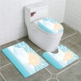 thumbnail image 1 of PUDMAD Flying Birds Sun and Waved Sea Water Flying Birds and Sky Landscape 3 Piece Bathroom Rugs Set Bath Rug Contour Mat and Toilet Lid Cover, 1 of 2