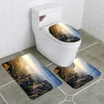 thumbnail image 1 of PUDMAD Foggy Sunrise at Bastei Saxon Switzerland Germany 3 Piece Bathroom Rugs Set Bath Rug Contour Mat and Toilet Lid Cover, 1 of 2
