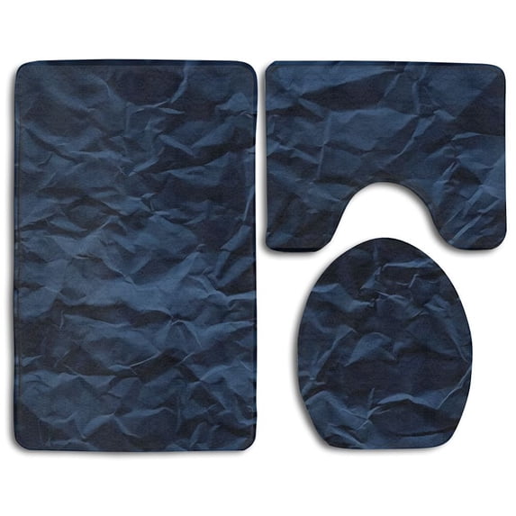 PUDMAD Folds 3 Piece Bathroom Rugs Set Bath Rug Contour Mat and Toilet Lid Cover