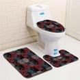 thumbnail image 1 of PUDMAD Folkloric Color Mix Nested Square Lace Patterns Tribal Persian Boho 3 Piece Bathroom Rugs Set Bath Rug Contour Mat and Toilet Lid Cover, 1 of 2