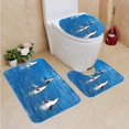 thumbnail image 1 of PUDMAD Four Dolphins 3 Piece Bathroom Rugs Set Bath Rug Contour Mat and Toilet Lid Cover, 1 of 2