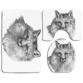 thumbnail image 1 of PUDMAD Fox Sketchy Fox Portrait Hunting Predator Vixen Vulpine Nature Inspired Hand Drawing 3 Piece Bathroom Rugs Set Bath Rug Contour Mat and Toilet Lid Cover, 1 of 2