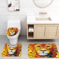 thumbnail image 1 of PUDMAD Fractal Abstract Style Lion Portrait Doodle Style Circle Figure Wildlife Leader 3 Piece Bathroom Rugs Set Bath Rug Contour Mat and Toilet Lid Cover, 1 of 2