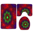 thumbnail image 1 of PUDMAD Fractal Patterns Red Form Volumetric 3 Piece Bathroom Rugs Set Bath Rug Contour Mat and Toilet Lid Cover, 1 of 2