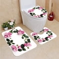 thumbnail image 1 of PUDMAD Frame Roses Leaves 3 Piece Bathroom Rugs Set Bath Rug Contour Mat and Toilet Lid Cover, 1 of 2