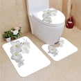 thumbnail image 1 of PUDMAD Frangipani Flowers 3 Piece Bathroom Rugs Set Bath Rug Contour Mat and Toilet Lid Cover, 1 of 2