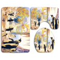 thumbnail image 1 of PUDMAD Freezing Paradise Penquins 3 Piece Bathroom Rugs Set Bath Rug Contour Mat and Toilet Lid Cover, 1 of 2