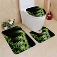 thumbnail image 1 of PUDMAD Fren Vern Leaf Close up 3 Piece Bathroom Rugs Set Bath Rug Contour Mat and Toilet Lid Cover, 1 of 2