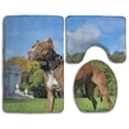 thumbnail image 1 of PUDMAD French Bulldog Breed 3 Piece Bathroom Rugs Set Bath Rug Contour Mat and Toilet Lid Cover, 1 of 2