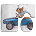 thumbnail image 1 of PUDMAD French Bulldog Enjoys Ride Pedal Car Isolated 3 Piece Bathroom Rugs Set Bath Rug Contour Mat and Toilet Lid Cover, 1 of 2