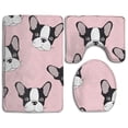 thumbnail image 1 of PUDMAD French Bulldog Pet 3 Piece Bathroom Rugs Set Bath Rug Contour Mat and Toilet Lid Cover, 1 of 2