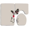 thumbnail image 1 of PUDMAD French Bulldog Puppies 3 Piece Bathroom Rugs Set Bath Rug Contour Mat and Toilet Lid Cover, 1 of 2