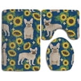 thumbnail image 1 of PUDMAD French Bulldog Sunflowers 3 Piece Bathroom Rugs Set Bath Rug Contour Mat and Toilet Lid Cover, 1 of 2