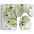 thumbnail image 1 of PUDMAD Fresh Cartoon Flower Tree Green 3 Piece Bathroom Rugs Set Bath Rug Contour Mat and Toilet Lid Cover, 1 of 2