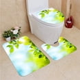 thumbnail image 1 of PUDMAD Fresh Leaves 3 Piece Bathroom Rugs Set Bath Rug Contour Mat and Toilet Lid Cover, 1 of 2
