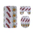 thumbnail image 1 of PUDMAD Fried Eggs and Bacon 3 Piece Bathroom Rugs Set Bath Rug Contour Mat and Toilet Lid Cover, 1 of 2
