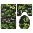 thumbnail image 1 of PUDMAD Frog's Daily Life 3 Piece Bathroom Rugs Set Bath Rug Contour Mat and Toilet Lid Cover, 1 of 2