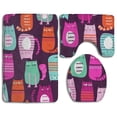 thumbnail image 1 of PUDMAD Fun Cat Art 3 Piece Bathroom Rugs Set Bath Rug Contour Mat and Toilet Lid Cover, 1 of 2
