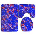 thumbnail image 1 of PUDMAD Funky Blue 3 Piece Bathroom Rugs Set Bath Rug Contour Mat and Toilet Lid Cover, 1 of 2