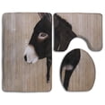 thumbnail image 1 of PUDMAD Funny Black Donkey 3 Piece Bathroom Rugs Set Bath Rug Contour Mat and Toilet Lid Cover, 1 of 2